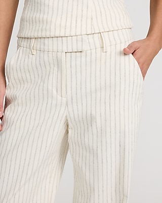 Editor Linen-Blend Striped Mid Rise Trouser