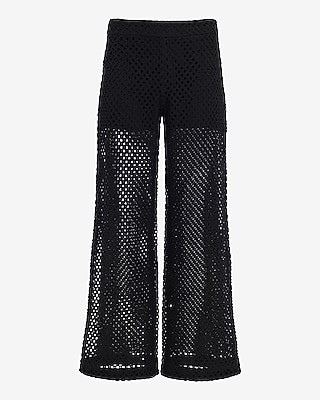 Crochet Mid Rise Pull On Wide Leg Pant