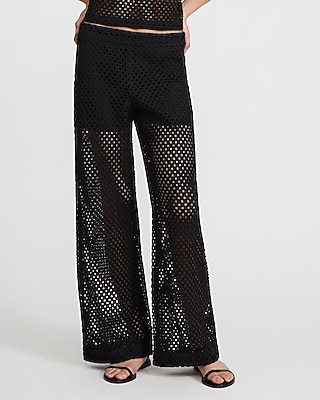 Crochet Mid Rise Pull On Wide Leg Pant