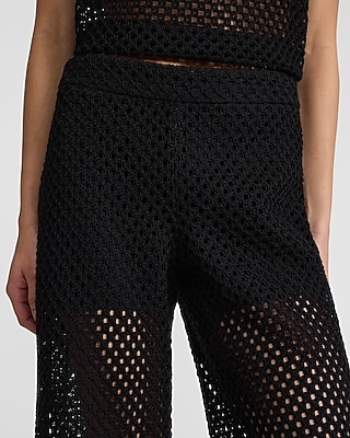Crochet Mid Rise Pull On Wide Leg Pant