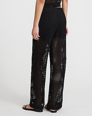 Crochet Mid Rise Pull On Wide Leg Pant