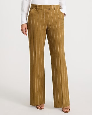 Editor Linen-Blend Striped Mid Rise Trouser