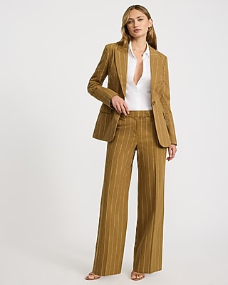 Editor Linen-Blend Striped Mid Rise Trouser