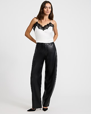 High Waisted Faux Leather Barrel Pant - thumbnail 7
