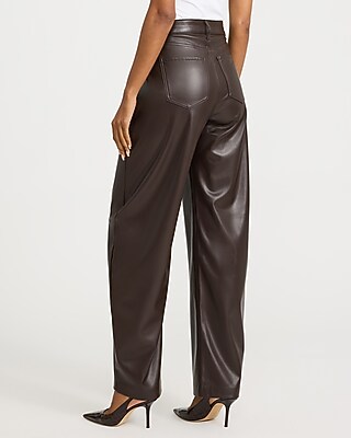 High Waisted Faux Leather Barrel Pant