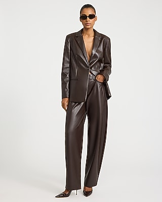High Waisted Faux Leather Barrel Pant