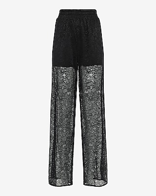 High Waisted Pull On Lace Wide Leg Pant - thumbnail 4