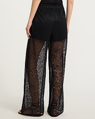 High Waisted Pull On Lace Wide Leg Pant - thumbnail 2