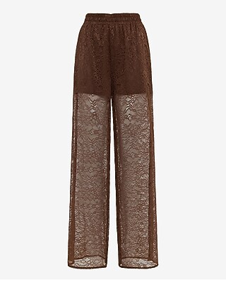 High Waisted Pull On Lace Wide Leg Pant