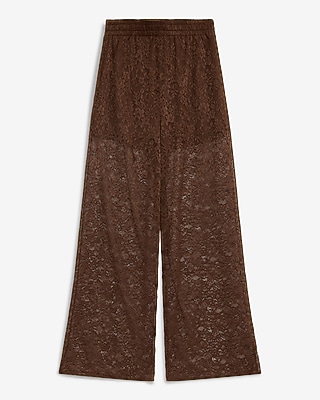 High Waisted Pull On Lace Wide Leg Pant