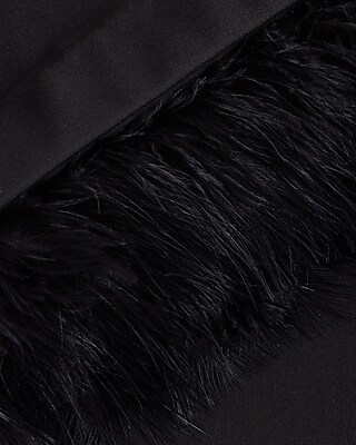High Waisted Feather Hem Cropped Wide Leg Pant