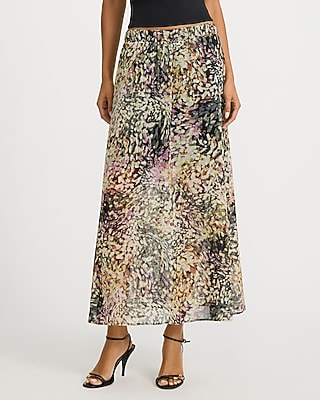 Super High Waisted Satin Seamed Midi Skirt | Express