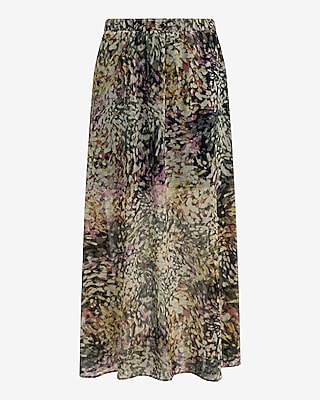 Floral Chiffon Super High Waisted Pull-On Midi Skirt