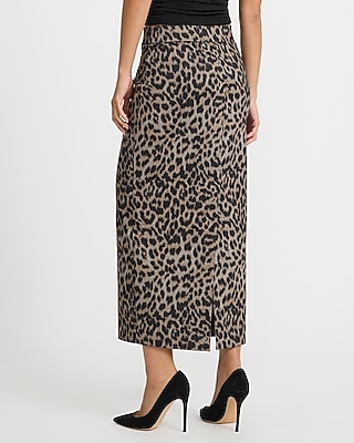Leopard Super High Waisted Maxi Column Skirt in Signature Ponte - thumbnail 2