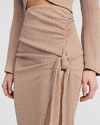 High Waisted Textured Midi Wrap Skirt - image 2