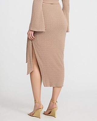 High Waisted Textured Midi Wrap Skirt - image 3