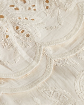 Embroidered Eyelet Ruffle Mini Skirt