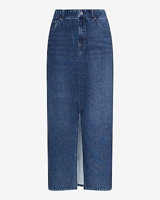 Denim Pull On Dark Wash Knit Maxi Skirt