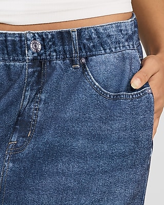 Denim Pull On Dark Wash Knit Maxi Skirt