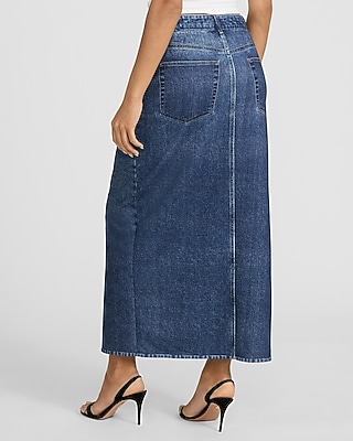 Denim Pull On Dark Wash Knit Maxi Skirt