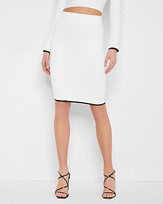 Body Contour Contrast Tipped Sweater Pencil Skirt