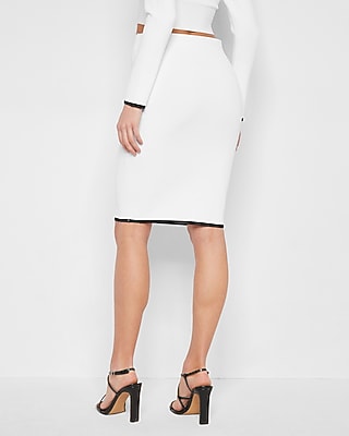 Body Contour Contrast Tipped Sweater Pencil Skirt