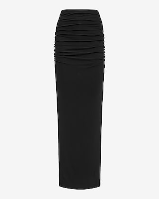 Pull-on Ruched Maxi Skirt