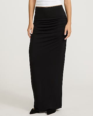 Pull-on Ruched Maxi Skirt