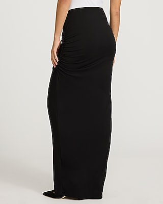 Pull-on Ruched Maxi Skirt