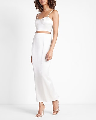 Express Super High Waisted Satin Slip Maxi Skirt