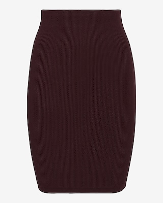 High Waisted Ribbed Sweater Pencil Mini Skirt
