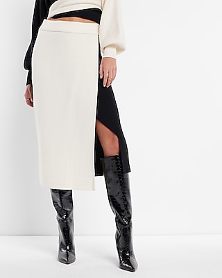 Color Block Overlap Midi Sweater Skirt | Express