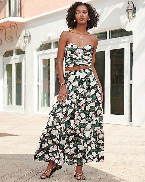 Textured Set Essential Tiered Maxi 9310366:print-black:xxs Textured Set Essential Tiered Maxi 9310366:print-black:xxs