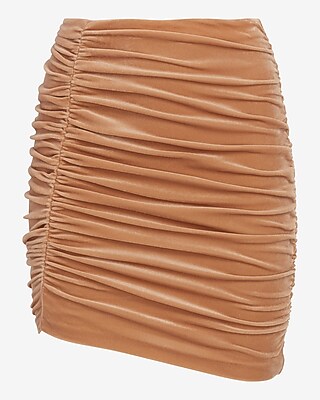 Super High Waisted Velvet Body Contour Ruched Side Mini Skirt
