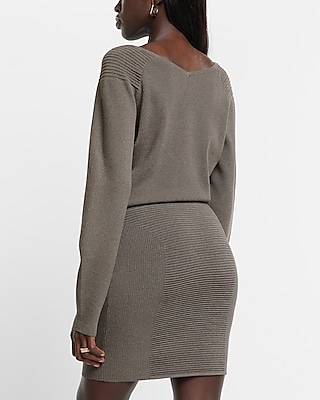 Body Contour High Waisted Ribbed Mini Sweater Skirt