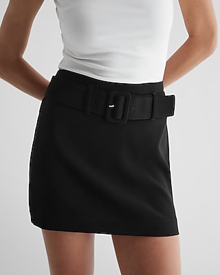High Waisted Belted Mini Skirt | Express High Waisted Belted Mini Skirt | Express