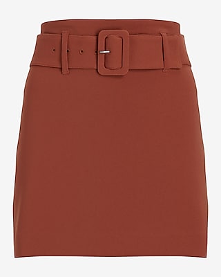 High Waisted Belted Mini Skirt