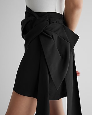 High Waisted Statement Bow Mini Skirt