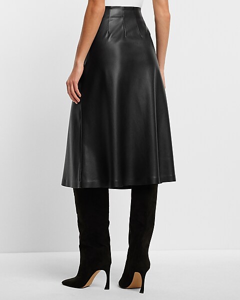 Black High-Waisted A-Line Midi Skirt