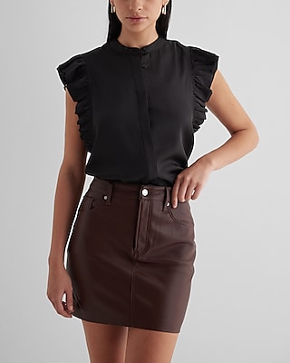 Express vegan leather shop wrap mini skirt