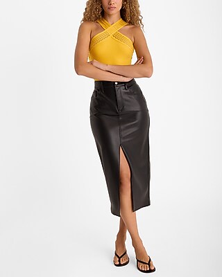 Fashion Leather Pencil Skirt Express High Waisted Faux Leather