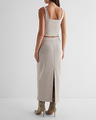 Super High Waisted Luxe Lounge Back Slit Maxi Skirt
