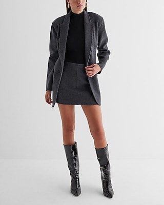 High Waisted Wool-blend Mini Skirt | Express