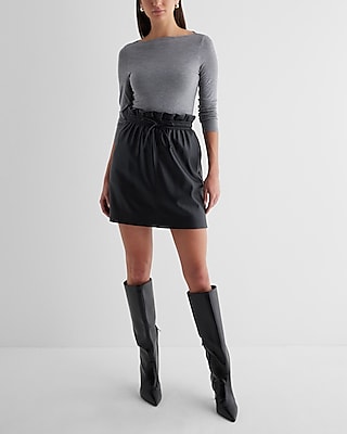 High Waisted Wool-blend Mini Skirt