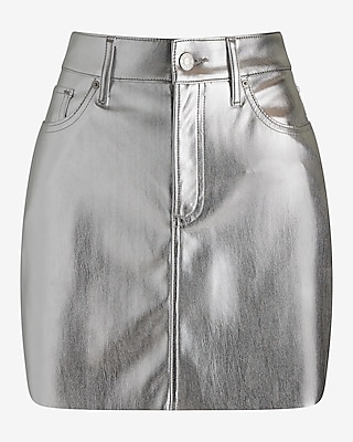 High Waisted Metallic Mini Skirt