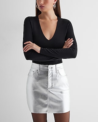 High Waisted Metallic Mini Skirt | Express