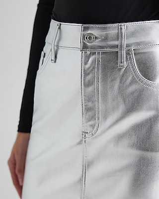 High Waisted Metallic Mini Skirt