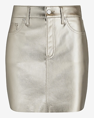 High Waisted Metallic Mini Skirt