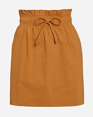 High Waisted Paperbag Mini Skirt