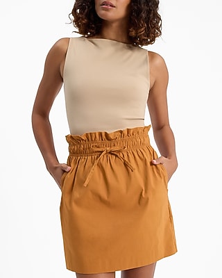 High Waisted Paperbag Mini Skirt